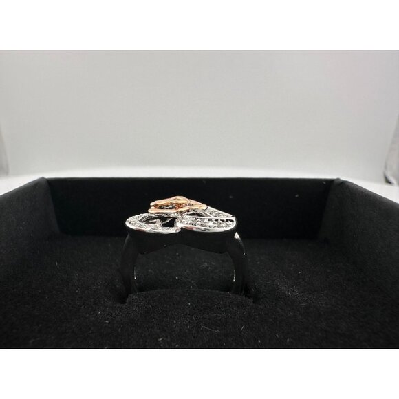 Natural Diamond Triple Heart Ring - Two Tone - Size 7.25 - Picture 14 of 16